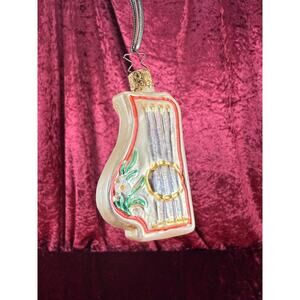 VTG Christmas Handblown Glass Ornament Lyre Music Instrument Inge Glas Germany